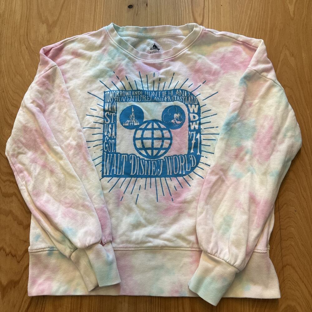 Walt Disney World Women’s Sm Long Sleeve Tie Dye Sweatshirt Pullover Blue & Pink